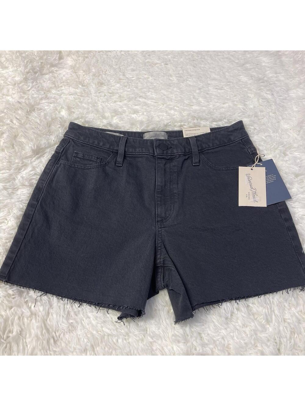 Women's High-Rise Vintage Midi Jean Shorts - Universal Thread - Black Size 4/27